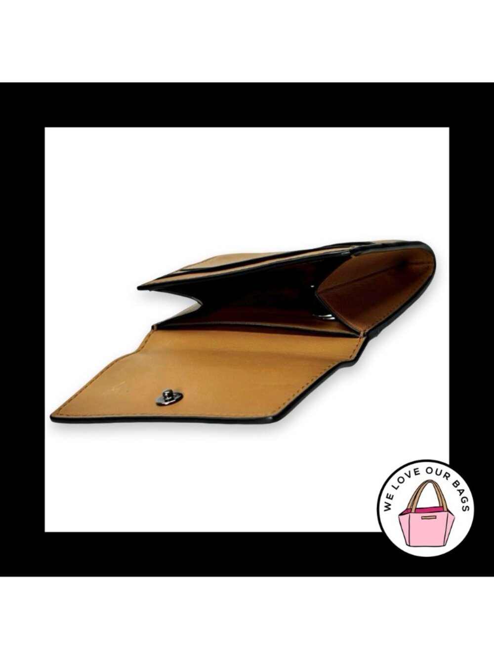New COACH FLAP CARD CASE Light Saddle Smooth Leather Coin Purse Wallet C9528G - Picture 3 of 4